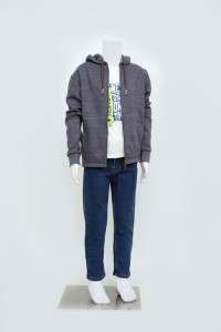 Kids Front Zipper Hoodie and Slim Fit Jeans
